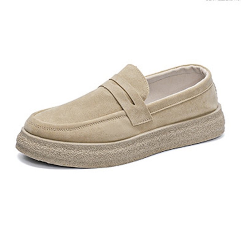 画像3: Men's Thick-soled leather slip-on sneakers loafers   レザー厚底プラットフォーム スリッポンローファースニーカーシューズ (3)