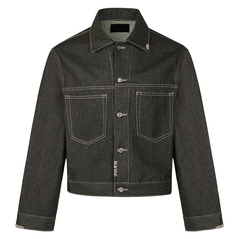 画像1: Unisex Retro Original Denim Short Jacket  Blouson　ユニセックス 男女兼用ベーシックレトロ調ショートデニムジャケット ブルゾン (1)