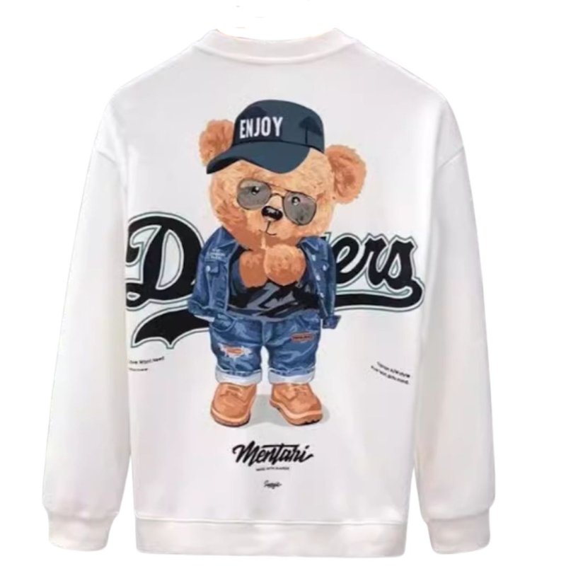 画像2: Enjoy Bear Print Sweatshirt Pullover　ユニセックス男女兼用 エンジョイベア熊スウェットトレーナー  (2)