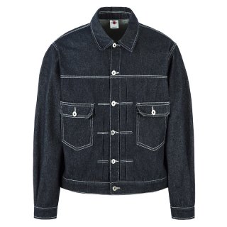 稀少 クリストフルメール 仏製 90s 初期 襟レザー ブラックデニムブルゾン クロス柄スムースレザーブルゾン （レザーブルゾン・ジャケット