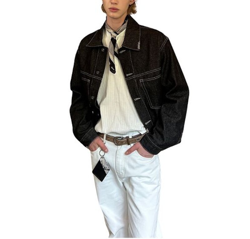 画像3: Unisex Retro Original Denim Short Jacket  Blouson　ユニセックス 男女兼用ベーシックレトロ調ショートデニムジャケット ブルゾン (3)