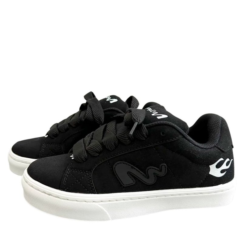 画像2: Unisex Flame Point Leather Lace-Up Sneakers　男女兼用ユニセックス フレイムポイントレザーレースアップ スニーカー (2)