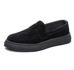 画像2: Men's Thick-soled leather slip-on sneakers loafers   レザー厚底プラットフォーム スリッポンローファースニーカーシューズ (2)