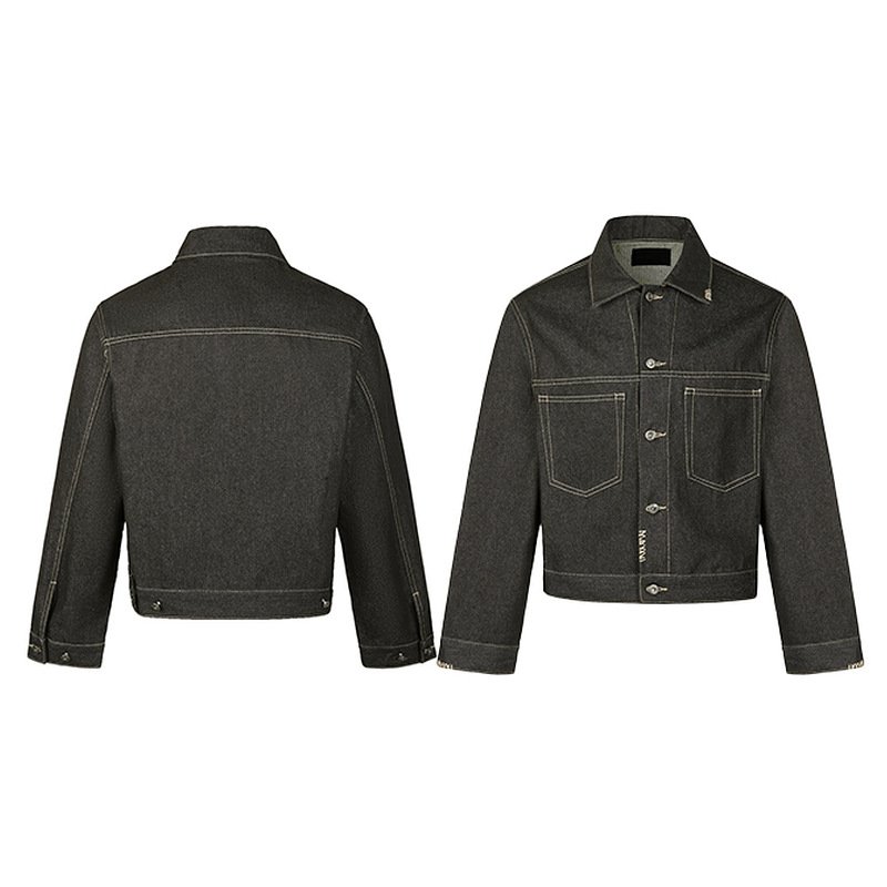 画像6: Unisex Retro Original Denim Short Jacket  Blouson　ユニセックス 男女兼用ベーシックレトロ調ショートデニムジャケット ブルゾン (6)