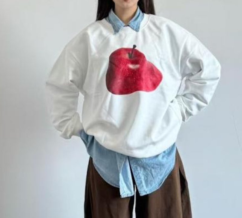 画像2: Melted apple print round neck sweatshirt　ユニセックス男女兼用 メルティ―リンゴアップルスウェットトレーナー  (2)