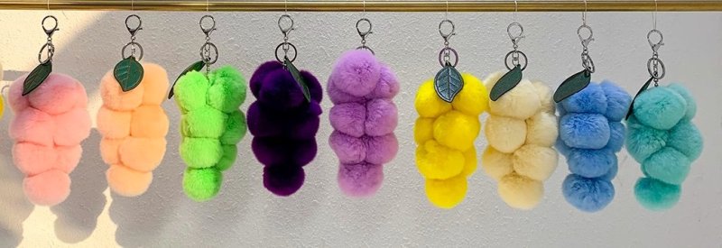 画像16: Rabbit Fur Grape Charm Key Ring Fashion Accessory  　ラビットファーグレープブドウバッグチャームキーホルダーファッションチャーム (16)