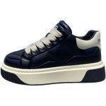 画像1: Unisex Thick-soled leather quilted sneakers　男女兼用 ユニセックス厚底キルティングレースアップ スニーカー (1)
