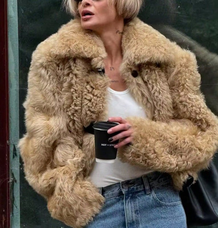 画像3: Shirred fur short jacket coat  　シャーリングファーショート丈ジャケットコート (3)