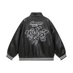 画像2: Over sized The Powerpuff Girls Leather baseball uniform blouson Jacket オーバーサイズ ユニセックス男女兼用 パワーパフガールズ レザー風 スタジャン ジャケットブルゾン (2)