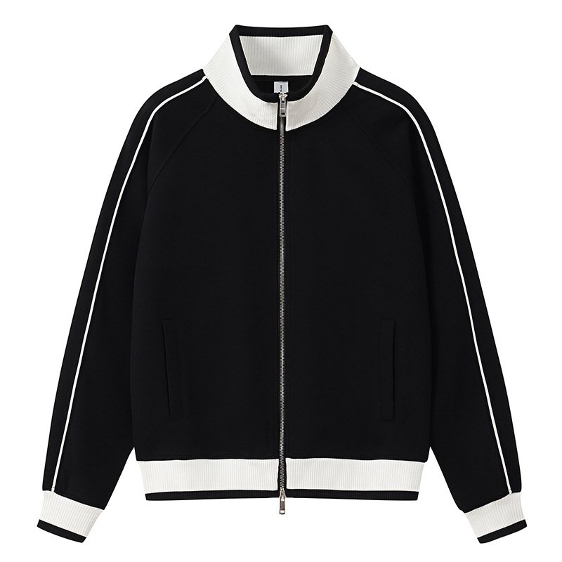 画像1: Stand collar zip-up baseball jacket blouson   ユニセックス男女兼用 スタンドカラージップアップベースボールジャケット スタジャン ブルゾン (1)
