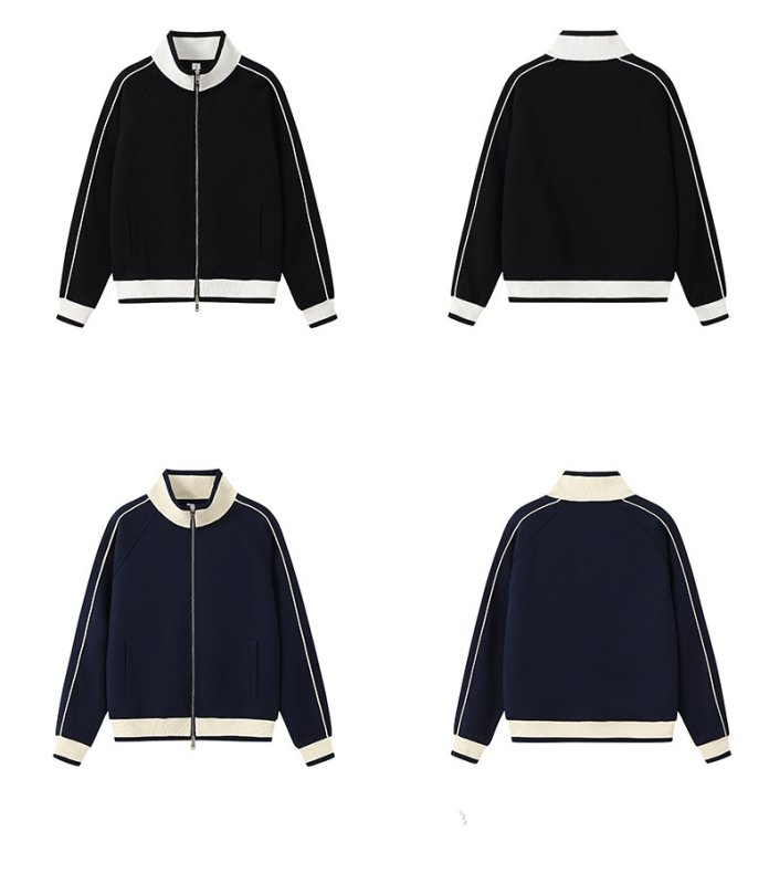 画像8: Stand collar zip-up baseball jacket blouson   ユニセックス男女兼用 スタンドカラージップアップベースボールジャケット スタジャン ブルゾン (8)
