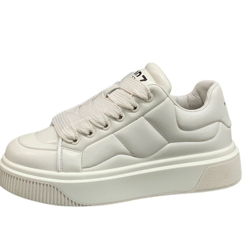 画像2: Unisex Thick-soled leather quilted sneakers　男女兼用 ユニセックス厚底キルティングレースアップ スニーカー (2)