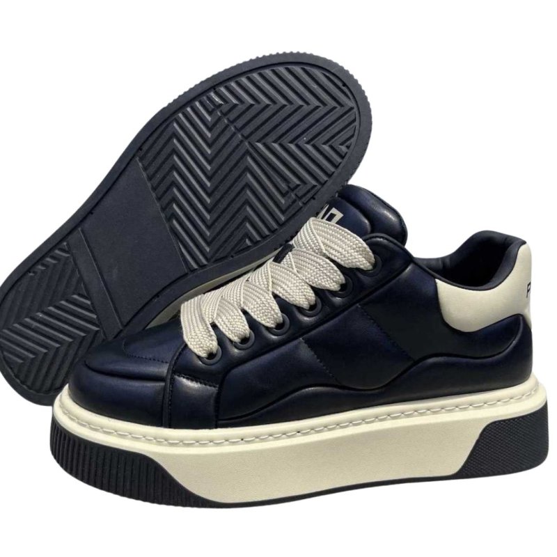 画像3: Unisex Thick-soled leather quilted sneakers　男女兼用 ユニセックス厚底キルティングレースアップ スニーカー (3)