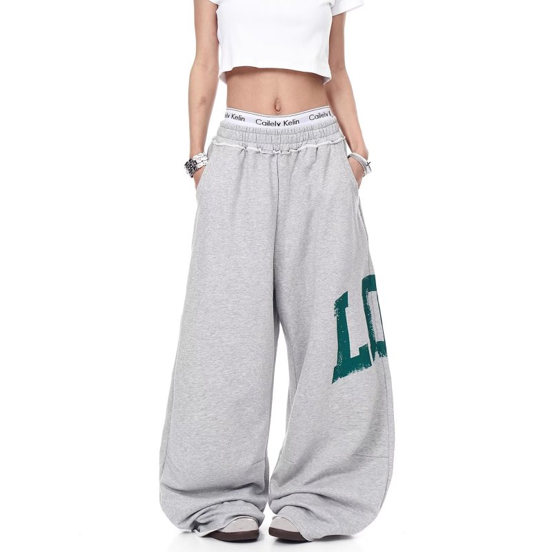画像2: Unisex LDN logo sweatpants trousers Grey Marl Monster Joggers 男女兼用 ユニセックス LDN 手書き風ロゴ ワイド スウェットパンツ (2)