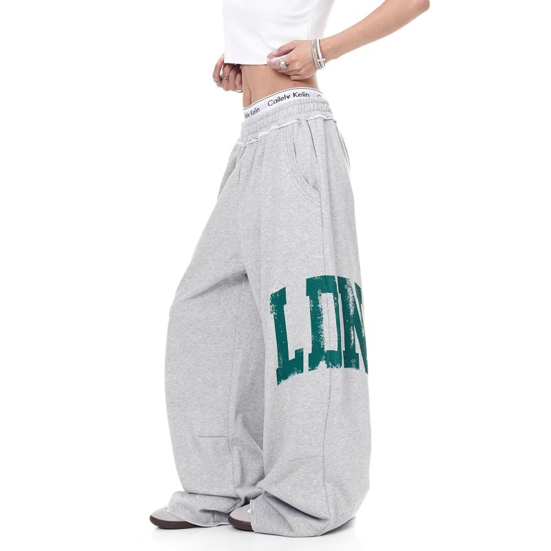 画像3: Unisex LDN logo sweatpants trousers Grey Marl Monster Joggers 男女兼用 ユニセックス LDN 手書き風ロゴ ワイド スウェットパンツ (3)