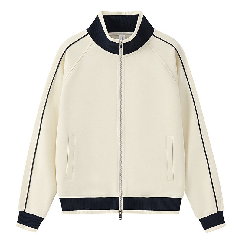 画像2: Stand collar zip-up baseball jacket blouson   ユニセックス男女兼用 スタンドカラージップアップベースボールジャケット スタジャン ブルゾン (2)