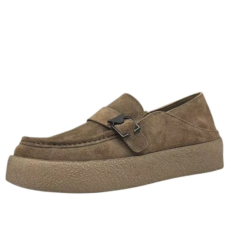 画像1: Men's Thick-soled leather belt slip-on loafers   厚底レザーベルトスリッポンローファースニーカーシューズ (1)