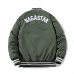 画像1: NASA STAR embroidered MA-1 stadium jacket blouson   ユニセックス男女兼用 NASASTARナサスター刺繍MAー1 スタジャン ジャケットブルゾン (1)