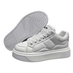 画像4: Unisex Thick-soled leather quilted sneakers　男女兼用 ユニセックス厚底キルティングレースアップ スニーカー (4)
