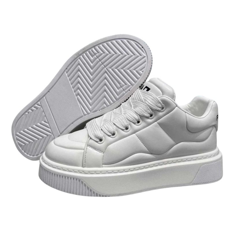 画像4: Unisex Thick-soled leather quilted sneakers　男女兼用 ユニセックス厚底キルティングレースアップ スニーカー (4)