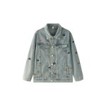 画像2: Dog embroidered denim jacket　ユニセックス 男女兼用 ドッグ刺繍デニムGジャンジャケット (2)