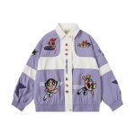 画像1: Over sized The Powerpuff Girls Tom and Jerry Pastel Colors baseball uniform blouson Jacket オーバーサイズ ユニセックス男女兼用 パワーパフガールズ トムとジェリー  パステルカラー スタジャン ジャケットブルゾン (1)