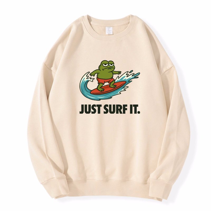画像3: Frog x JUST SURF IT. Print Sweatshirt Pullover　ユニセックス男女兼用 フロッグカエル×JUST SURF IT.ロゴプリントスウェットトレーナー  (3)