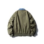 画像3:  MA-1 stadium Stitched Denim Color Shirt Jacket blouson   ユニセックス男女兼用 ステッチデニムカラーシャツジャケットMAー1 スタジャン ブルゾン (3)