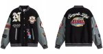 画像1: Clean fit short logo embroidered emblem stadium jacket baseball uniform jacket blouson ユニセックス 男女兼用 クリーンフィットショートロゴ刺繍エンブレムスタジャン スタジアムジャンパー  ジャケットブルゾン (1)