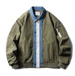 画像1:  MA-1 stadium Stitched Denim Color Shirt Jacket blouson   ユニセックス男女兼用 ステッチデニムカラーシャツジャケットMAー1 スタジャン ブルゾン (1)