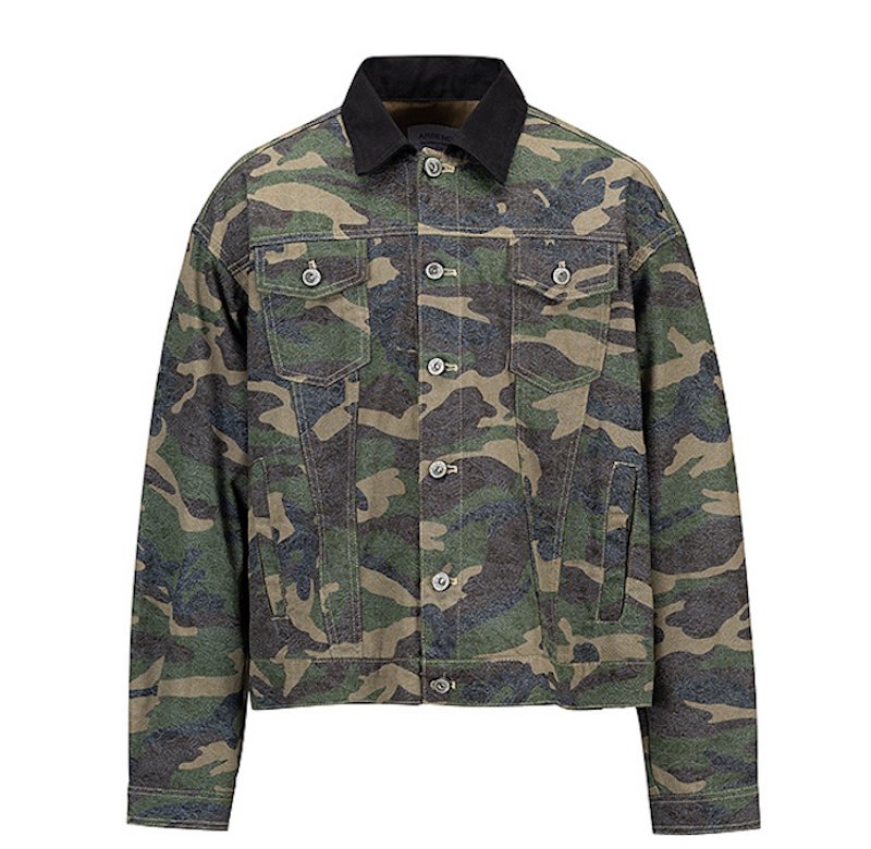 画像1: Camouflage lapel jacket Shirt Jacket blouson   ユニセックス男女兼用迷彩カモフラージュラペルジャケット シャツジャケット ブルゾン (1)