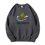 画像1: Frog x JUST SURF IT. Print Sweatshirt Pullover　ユニセックス男女兼用 フロッグカエル×JUST SURF IT.ロゴプリントスウェットトレーナー  (1)