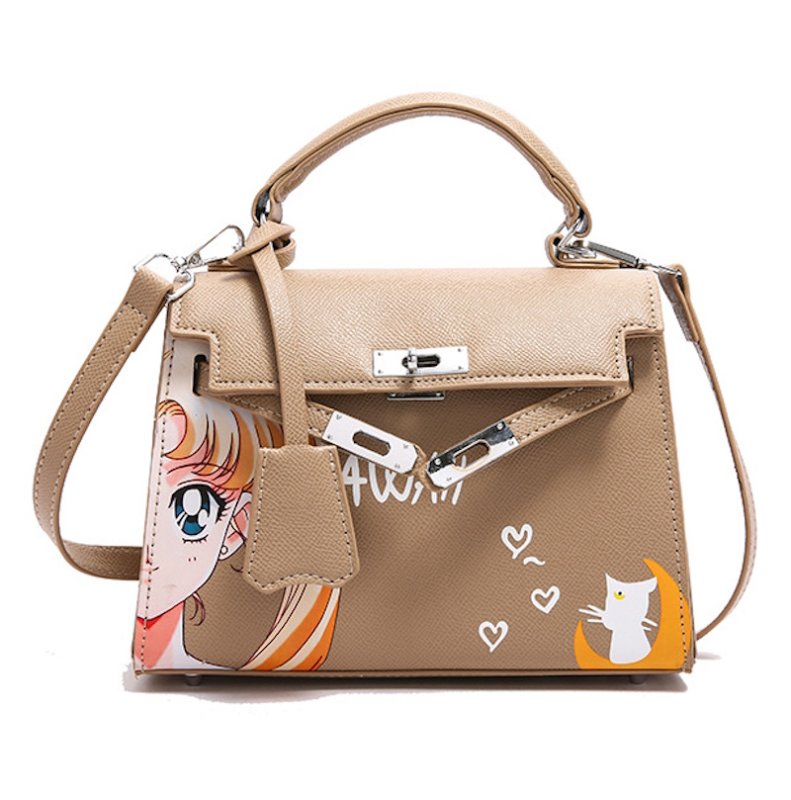 画像1: Sailor Moon Print Leather Small Tote Shoulder Crossbody Bag  美少女戦士ポッププリントレザーミニスモールトートショルダークロスボディバッグ (1)