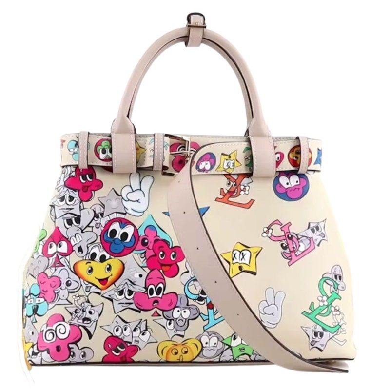 画像1: Pop print leather tote shoulder/crossbody bag  男女兼用ユニセックスポップ柄プリントレザートートショルダークロスボディバッグ (1)