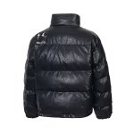 画像3: Unisex Leather Alphabet Star Moon Stand Collar Zip-Up Down Jacket coat  　ユニセックス 男女兼用レザーアルファベット星月スタンドカラージップアップダウンジャケットコート (3)