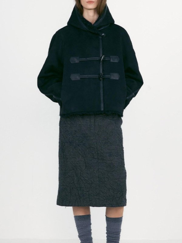 画像5: Reversible Mouton Toggle Button Short Duffle Coat Jacket　リバーシブルムートントグルボタンショート丈ダッフルコートジャケット (5)