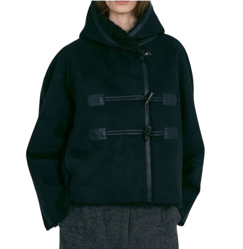 画像1: Reversible Mouton Toggle Button Short Duffle Coat Jacket　リバーシブルムートントグルボタンショート丈ダッフルコートジャケット (1)