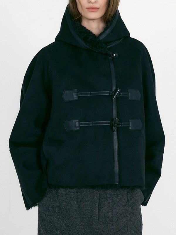 画像7: Reversible Mouton Toggle Button Short Duffle Coat Jacket　リバーシブルムートントグルボタンショート丈ダッフルコートジャケット (7)