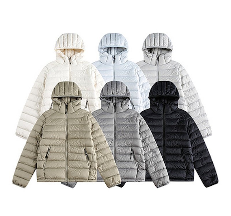 画像13: Unisex Lightweight grey ribbed hooded Zip-Up Down Jacket coat  　ユニセックス 男女兼用グレーリブフード付き軽量ジップアップダウンジャケットコート (13)