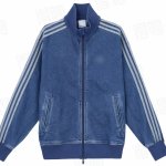画像1: 3-line denim stand collar zip-up jacket coat　ユニセックス 男女兼用3本ライン デニムスタンドカラージップアップGジャンジャケットコート (1)