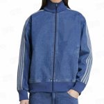 画像2: 3-line denim stand collar zip-up jacket coat　ユニセックス 男女兼用3本ライン デニムスタンドカラージップアップGジャンジャケットコート (2)
