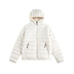 画像5: Unisex Lightweight grey ribbed hooded Zip-Up Down Jacket coat  　ユニセックス 男女兼用グレーリブフード付き軽量ジップアップダウンジャケットコート (5)