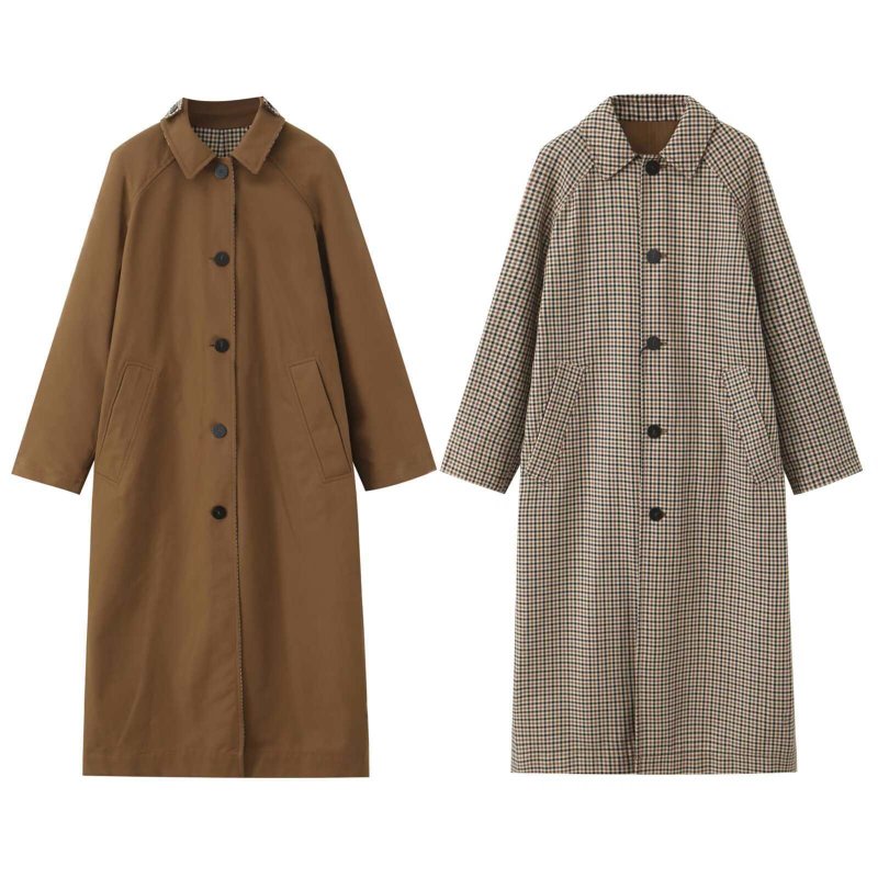 画像6: Gun club check reversible long lapel style long coat　ガンクラブチェックリバーシブルロングコートジャケット (6)