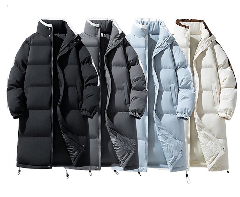 画像7: Three-stripe stand-collar long down coat Down Jacket  ユニセックス 男女兼用 スリーストライプスタンドカラーロングダウンコートベンチコート (7)