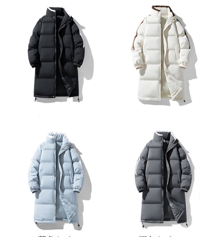 画像8: Three-stripe stand-collar long down coat Down Jacket  ユニセックス 男女兼用 スリーストライプスタンドカラーロングダウンコートベンチコート (8)