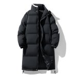 画像1: Three-stripe stand-collar long down coat Down Jacket  ユニセックス 男女兼用 スリーストライプスタンドカラーロングダウンコートベンチコート (1)