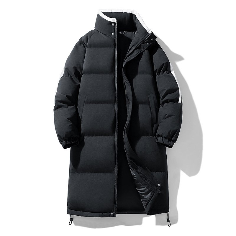 画像1: Three-stripe stand-collar long down coat Down Jacket  ユニセックス 男女兼用 スリーストライプスタンドカラーロングダウンコートベンチコート (1)