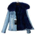 画像3: Real Rubbit Fur Denim Jacket リアルファー付きデニムダメージGジャン ジャケット プラスサイズあり (3)