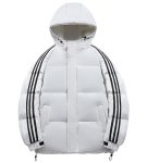 画像3: 3 Stripe Down Short Hoodie Coat Jacket ユニセックス 男女兼用 スリーストライプショート丈フーディダウンコートベンチコート (3)