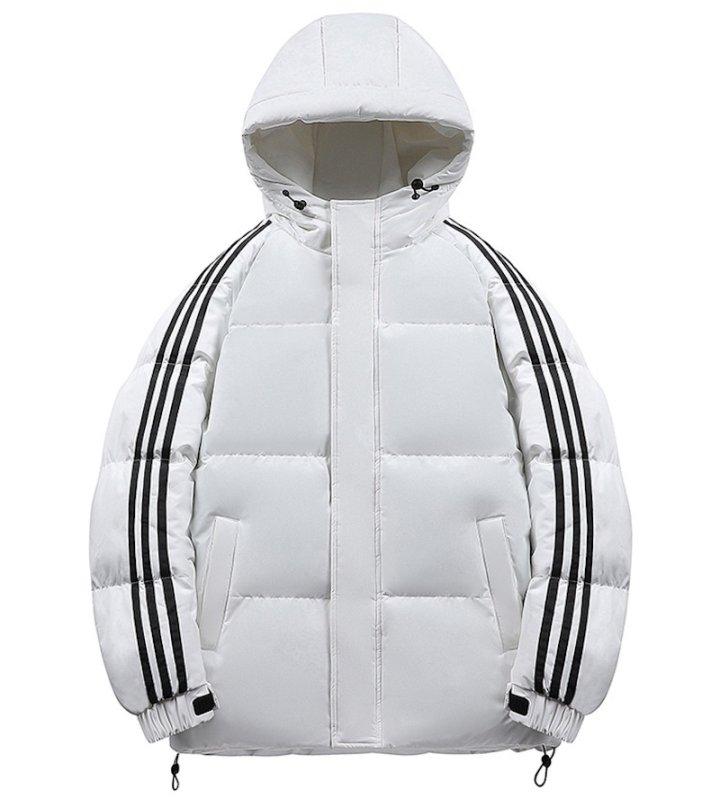 画像3: 3 Stripe Down Short Hoodie Coat Jacket ユニセックス 男女兼用 スリーストライプショート丈フーディダウンコートベンチコート (3)